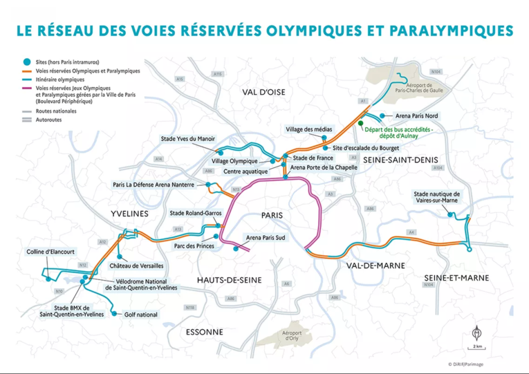 Oylmpic routes in Paris